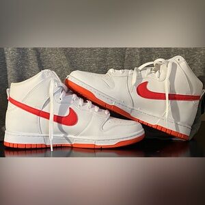Nike White and Red High-Top Sneakers